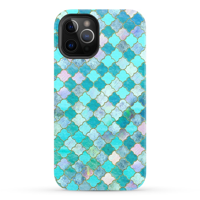 iPhone 12 Pro StrongFit Multicolor Teal Moroccan Shapes Pattern  by  Utart