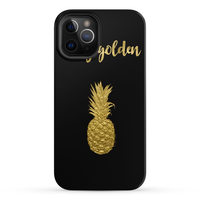 iPhone 12 Pro StrongFit Stay Golden Precious Tropical Pineapple by Andrea Haase