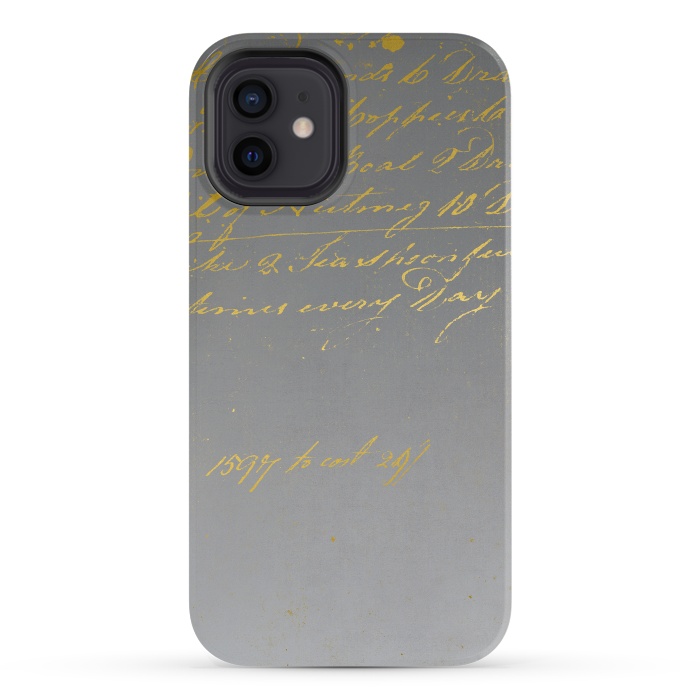 iPhone 12 StrongFit Golden Handwriting by Andrea Haase