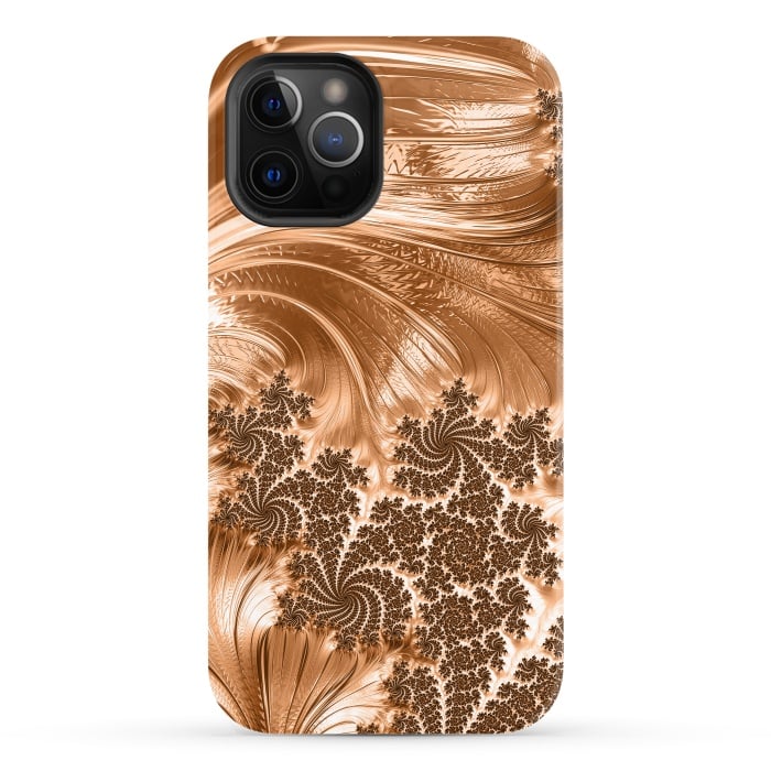 iPhone 12 Pro StrongFit Copper Floral Fractal by Andrea Haase