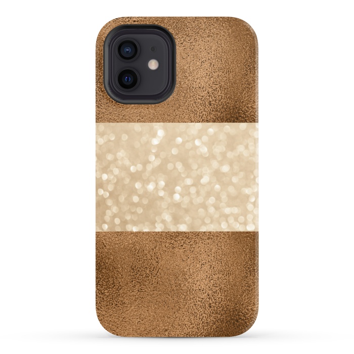 iPhone 12 StrongFit Faux Glitter And Copper by Andrea Haase