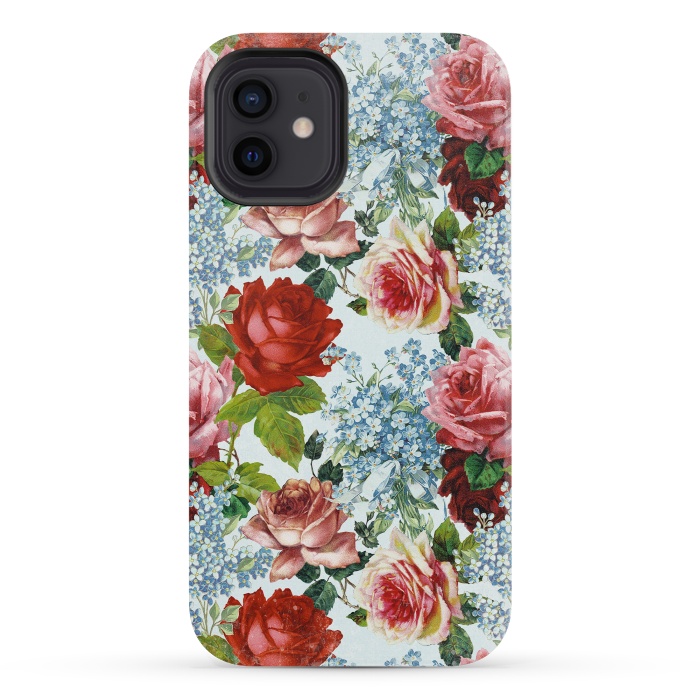 iPhone 12 mini StrongFit Vintage roses and Forget Me Not by  Utart