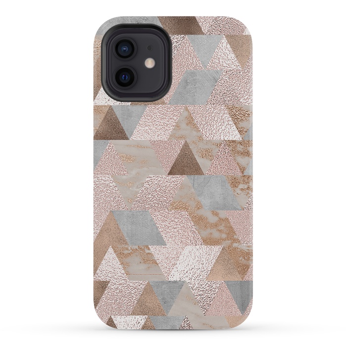 iPhone 12 mini StrongFit Rose Gold and Copper Triangle Pattern by  Utart