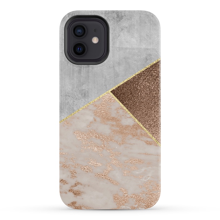 iPhone 12 StrongFit ROse Gold Copper and Concrete Triangles Pattern by  Utart