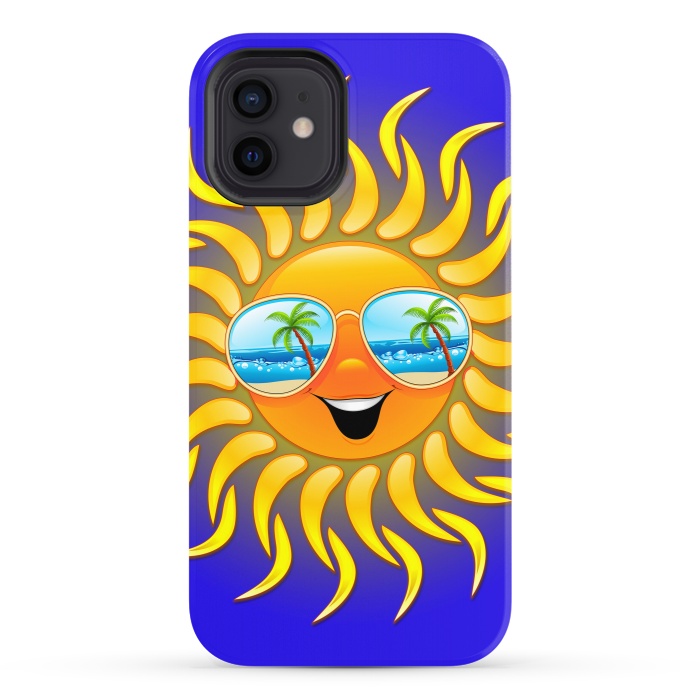 iPhone 12 StrongFit Summer Sun Cartoon with Sunglasses by BluedarkArt