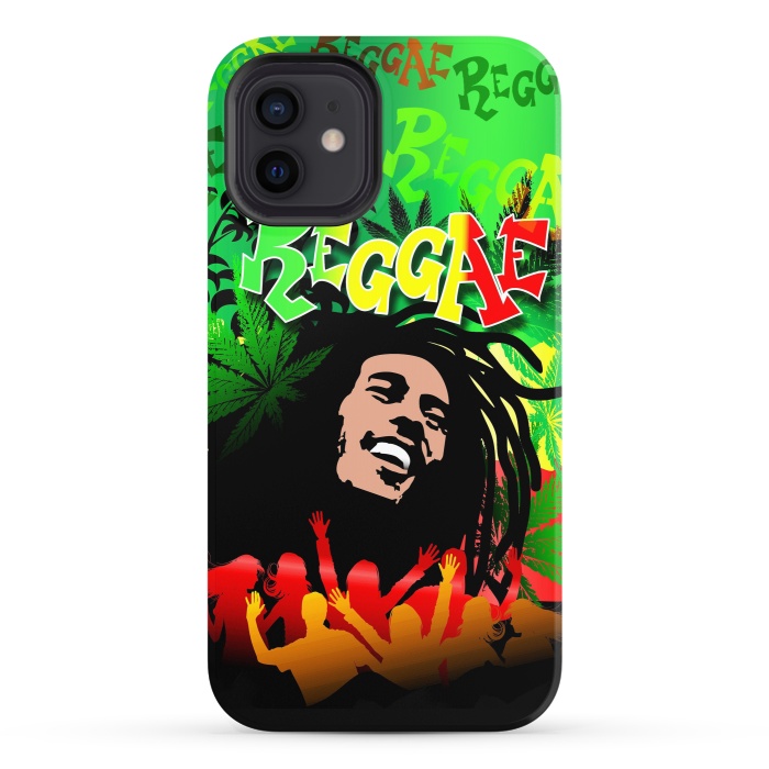 iPhone 12 StrongFit Reggae RastaMan Music Colors Fun and Marijuana by BluedarkArt