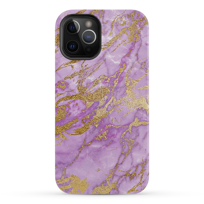 iPhone 12 Pro StrongFit Purple and Gold Marble by  Utart