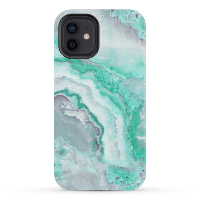 iPhone 12 mini StrongFit Mint Green Veined Agate by  Utart