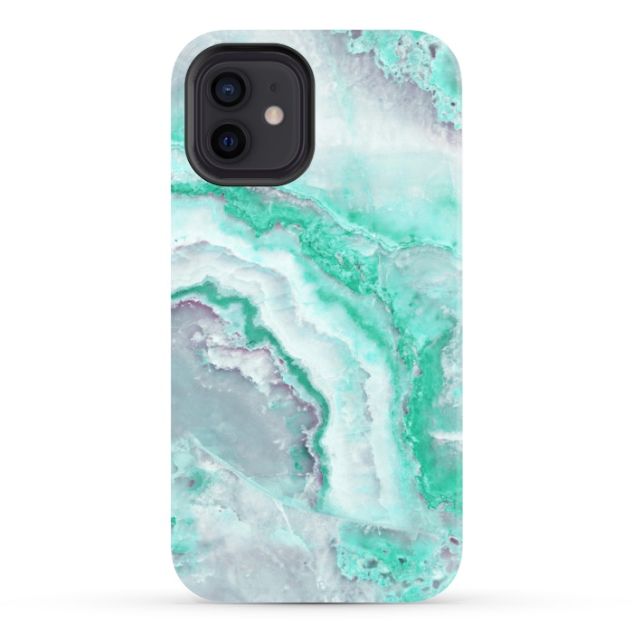 iPhone 12 StrongFit Mint Green Veined Agate by  Utart