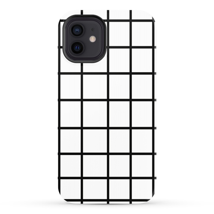 iPhone 12 StrongFit Grid White & Black by ''CVogiatzi.