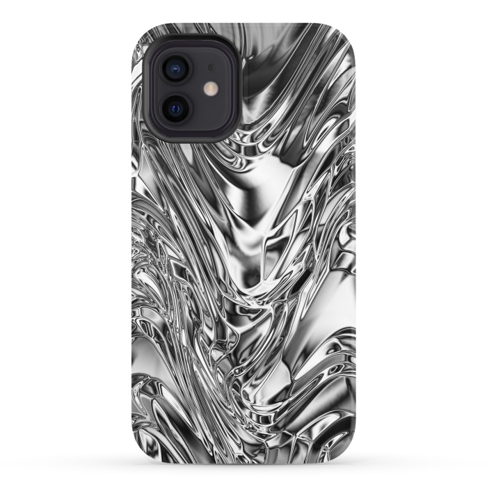 iPhone 12 StrongFit Silver Aluminium Molten Metal Digital Texture by BluedarkArt
