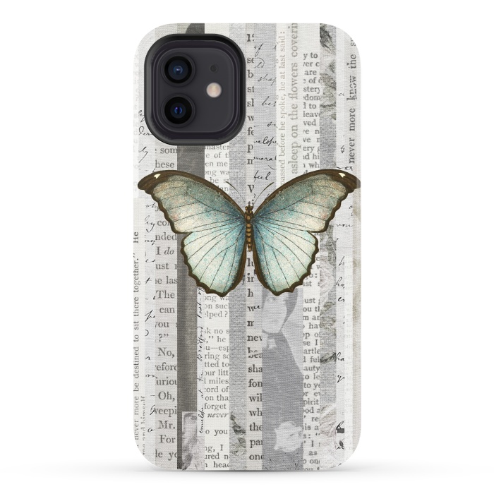 iPhone 12 StrongFit Vintage Butterfly Paper Collage by Andrea Haase