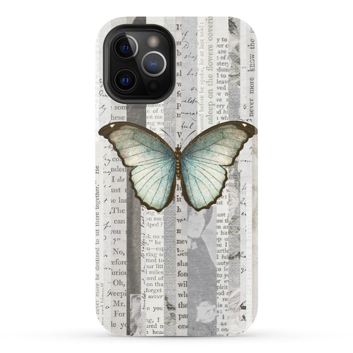 iPhone 12 Pro StrongFit Vintage Butterfly Paper Collage by Andrea Haase