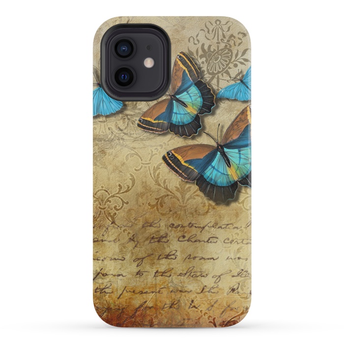 iPhone 12 mini StrongFit Blue Butterfly Vintage Collage by Andrea Haase
