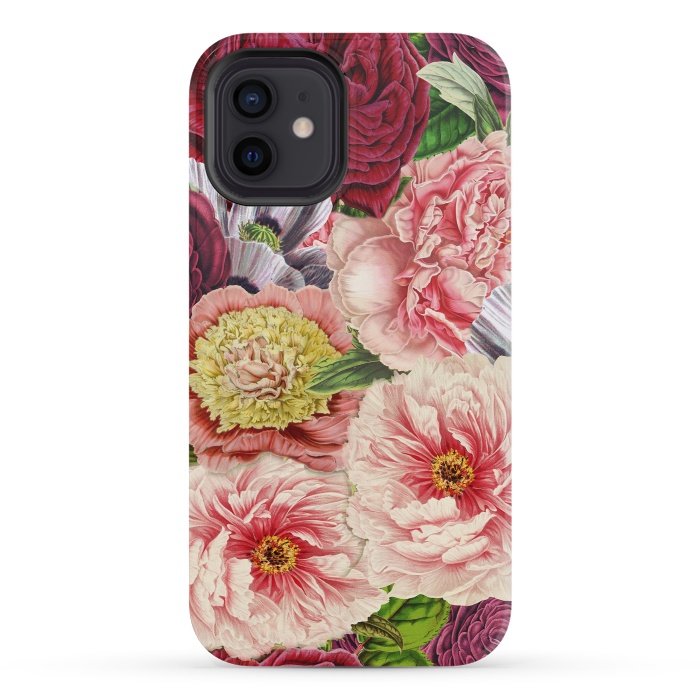 iPhone 12 mini StrongFit Peonies and other Spring Flower pattern by  Utart