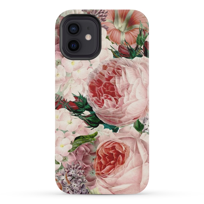 iPhone 12 mini StrongFit Roses and Hydrangea Pattern by  Utart