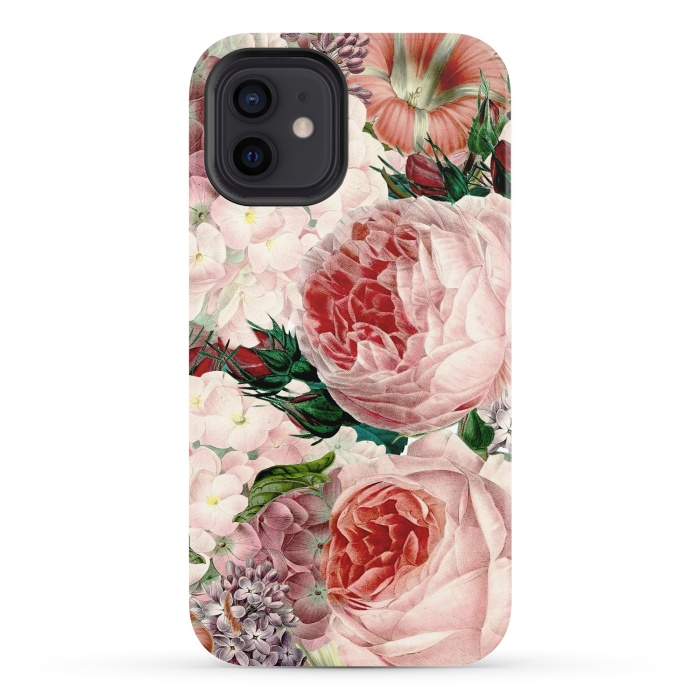 iPhone 12 StrongFit Roses and Hydrangea Pattern by  Utart