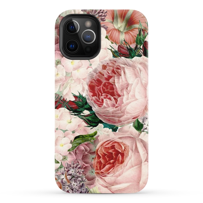 iPhone 12 Pro StrongFit Roses and Hydrangea Pattern by  Utart