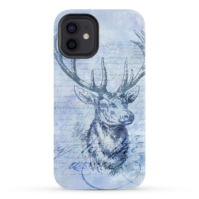 iPhone 12 StrongFit Blue Nostalgic Deer by Andrea Haase
