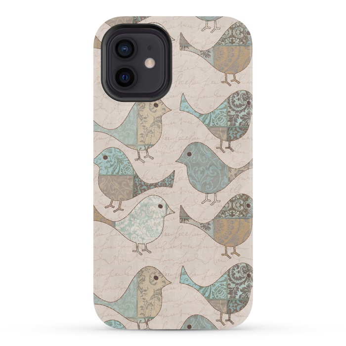 iPhone 12 mini StrongFit Cute Patchwork Birds by Andrea Haase