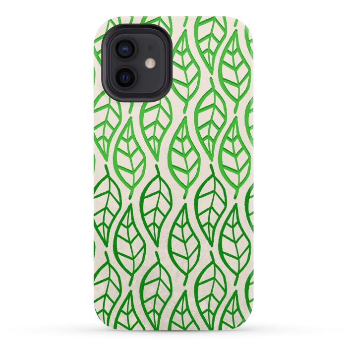 iPhone 12 StrongFit leaf pattern green by MALLIKA