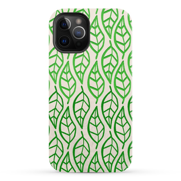 iPhone 12 Pro StrongFit leaf pattern green by MALLIKA