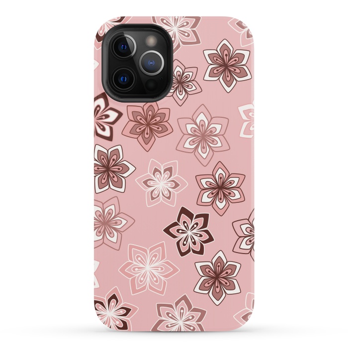 iPhone 12 Pro StrongFit Diamond flowers on pink by Paula Ohreen
