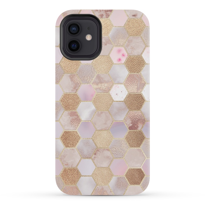 iPhone 12 mini StrongFit Rose Gold Copper Honeycomb Pattern by  Utart