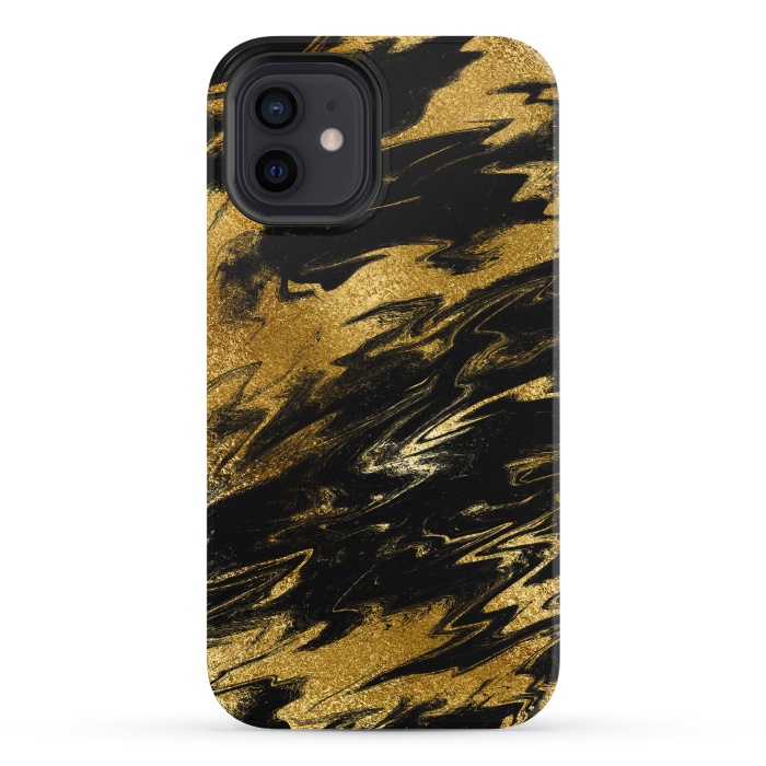 iPhone 12 mini StrongFit Black and Gold Marble by  Utart