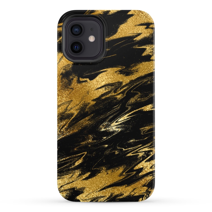 iPhone 12 StrongFit Black and Gold Marble by  Utart
