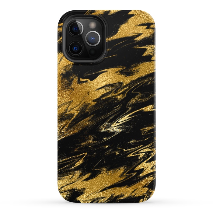 iPhone 12 Pro StrongFit Black and Gold Marble by  Utart
