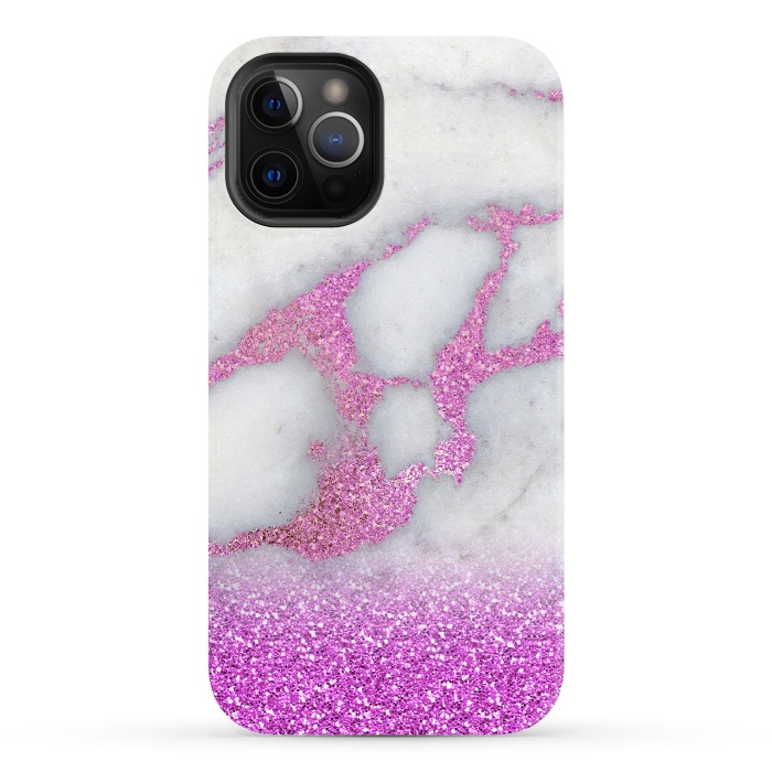 iPhone 12 Pro StrongFit Purple Glitter Veined Gray Marble by  Utart