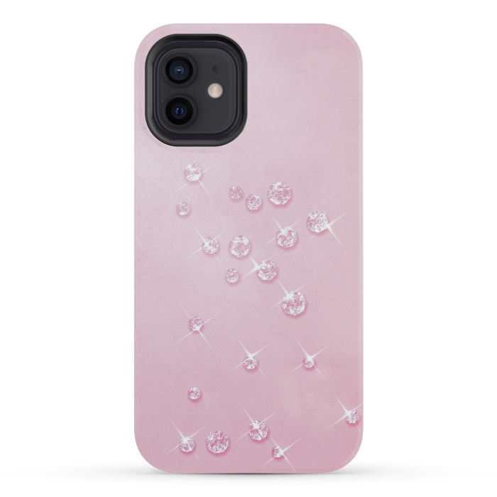 iPhone 12 mini StrongFit Sparkling Pink Rhinestones by Andrea Haase