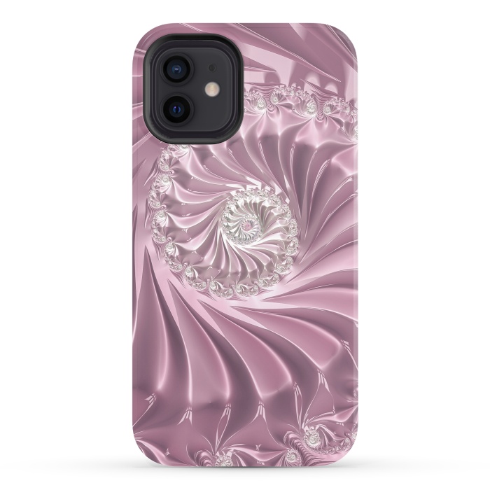 iPhone 12 StrongFit Soft Pink Glamorous Fractal by Andrea Haase