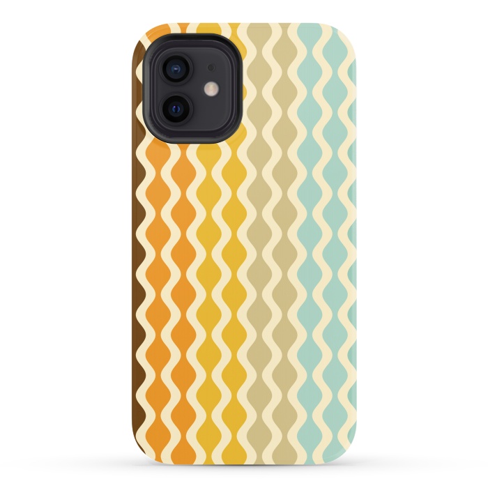 iPhone 12 StrongFit Falling Waves in Orange and Blue by Paula Ohreen