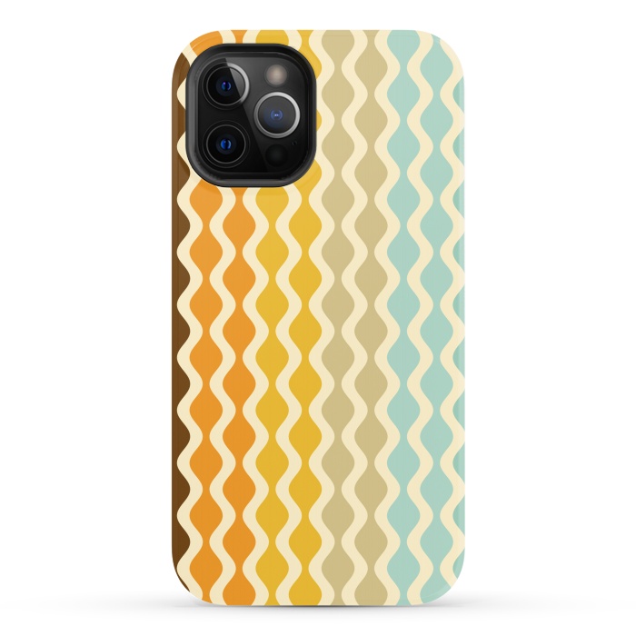 iPhone 12 Pro StrongFit Falling Waves in Orange and Blue by Paula Ohreen