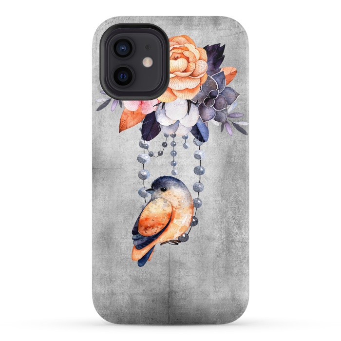 iPhone 12 StrongFit Vintage flowers and bird by  Utart