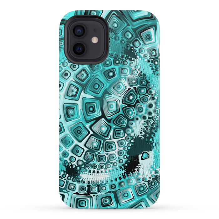 iPhone 12 mini StrongFit Teal Blue Fractal 2 by Andrea Haase