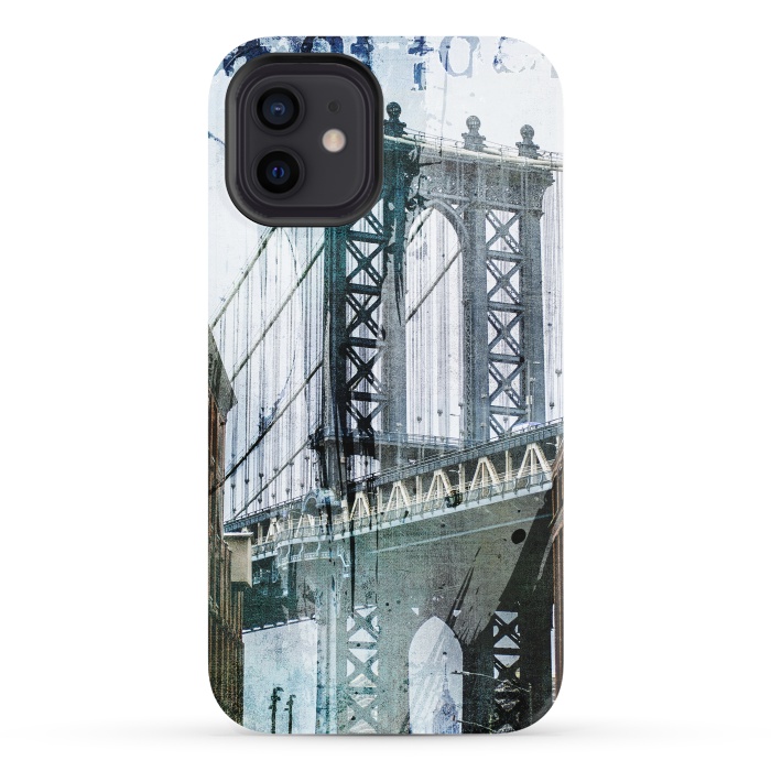 iPhone 12 StrongFit Brooklyn Bridge Grunge Mixed Media Art by Andrea Haase