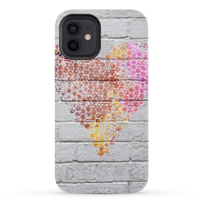 iPhone 12 mini StrongFit Spray Paint Heart On Brick Wall by Andrea Haase