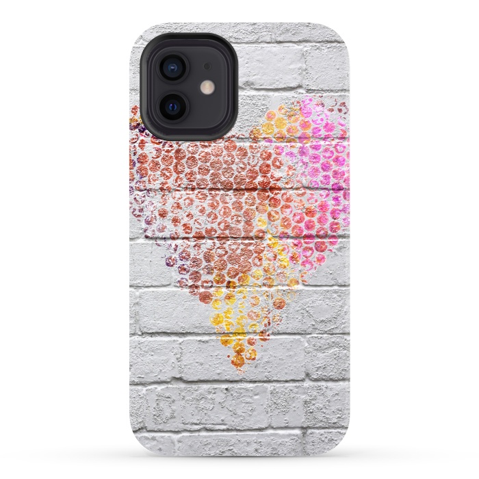 iPhone 12 StrongFit Spray Paint Heart On Brick Wall by Andrea Haase