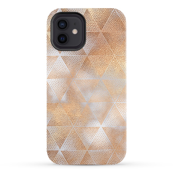 iPhone 12 StrongFit Rose Gold Marble Triangle Pattern by  Utart