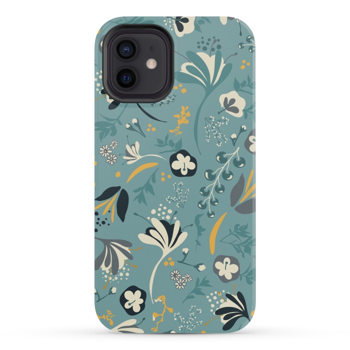 iPhone 12 mini StrongFit Beautiful BC Bloom in Blue and Yellow by Paula Ohreen