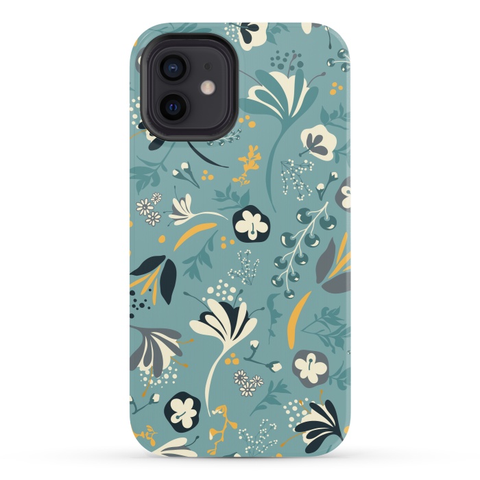 iPhone 12 StrongFit Beautiful BC Bloom in Blue and Yellow by Paula Ohreen