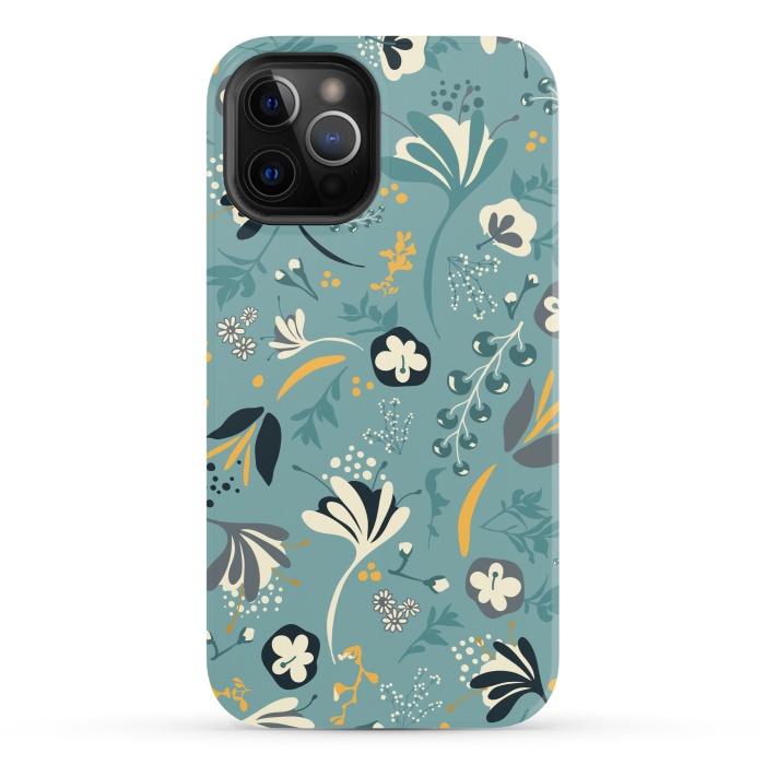 iPhone 12 Pro StrongFit Beautiful BC Bloom in Blue and Yellow by Paula Ohreen