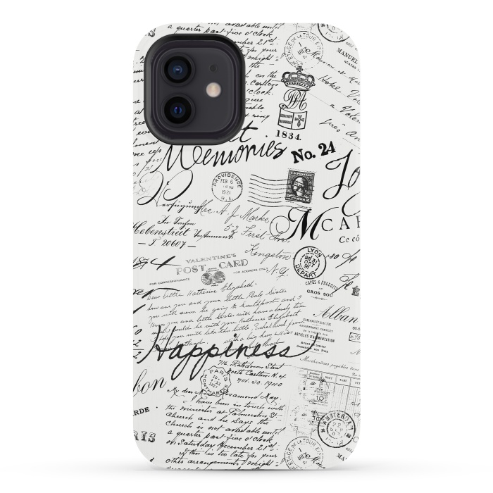 iPhone 12 StrongFit Nostalgic Handwriting Black And White by Andrea Haase