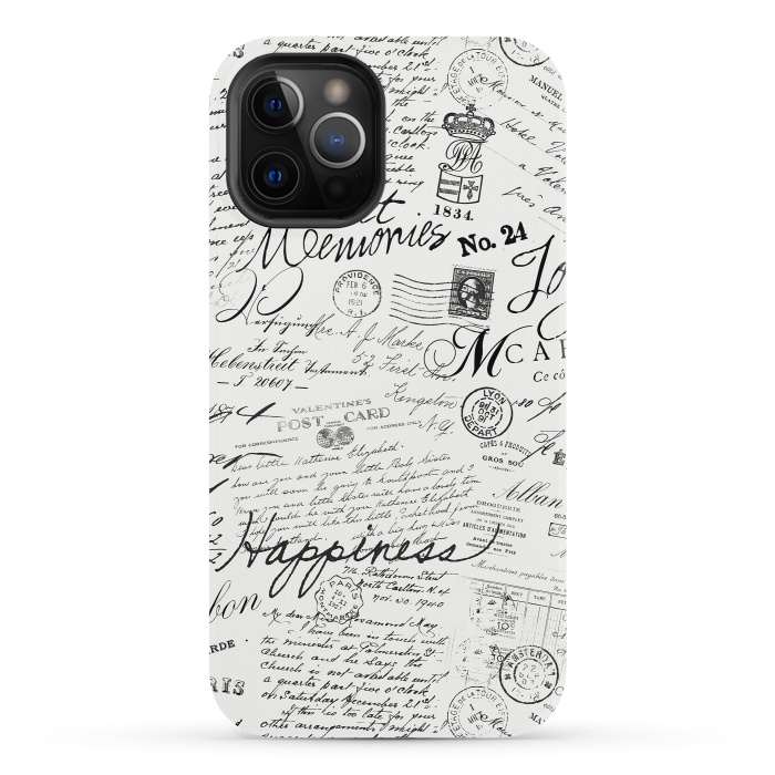 iPhone 12 Pro StrongFit Nostalgic Handwriting Black And White by Andrea Haase