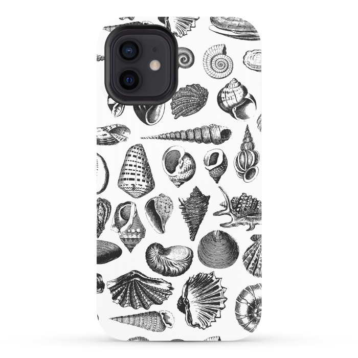 iPhone 12 StrongFit Vintage Seashell Collection Black And White by Andrea Haase