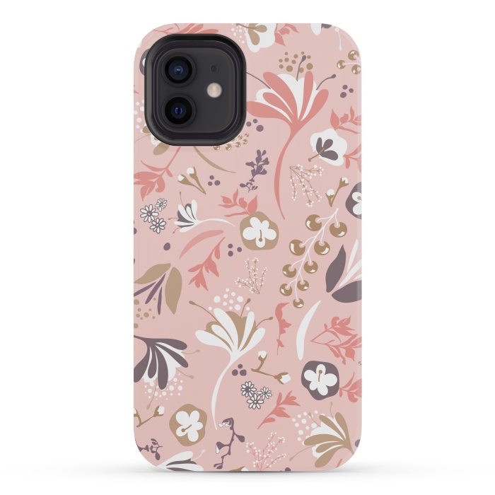iPhone 12 mini StrongFit Beautiful Blooms in Pink and Purple by Paula Ohreen