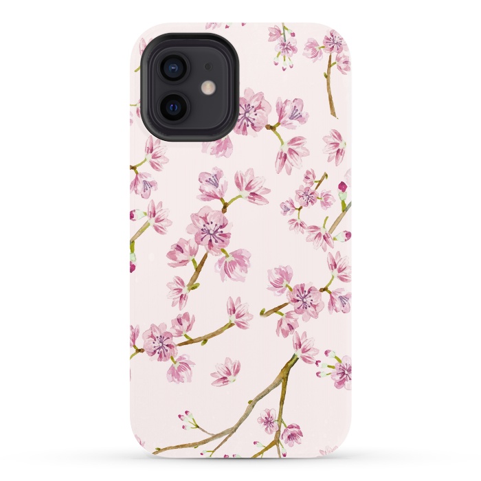 iPhone 12 StrongFit Pink Spring Cherry Blossom Pattern by  Utart